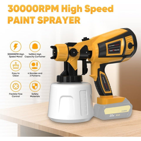 Paint Sprayer Tool High Power Electric Spray Paint Gun Easy to Clean for Furniture Cabinets Fence Walls Door  Gold (Not Include Battery)