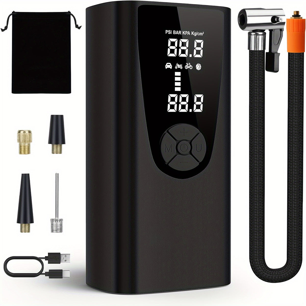 150 PSI Portable Air Compressor-Upgraded 20000 mAh Air Pump (For Car) Electric Tire Inflator-With Pressure Gauge,Emergency Light (For Motor,Bike,Ball Car)