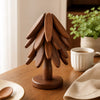 Foldable Tree Shape Wooden Trivet Set, Walnut Wood Heat Resistant Trivets for Hot Dishes, Pots, Teapots, Bowl, 4 Trivets with Storage Stand, Kitchen Hot Pot Holder for Countertop