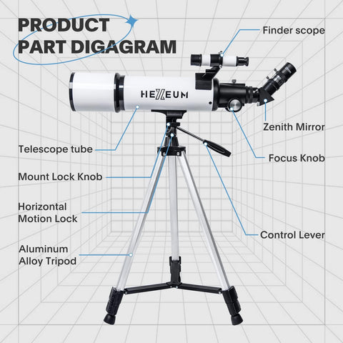 Telescope for Adults & Beginner Astronomers - 80mm Aperture 600mm Fully Multi-Coated High Transmission Coatings with AZ Mount Tripod Phone Adapter, Carrying Bag, Wireless Control.