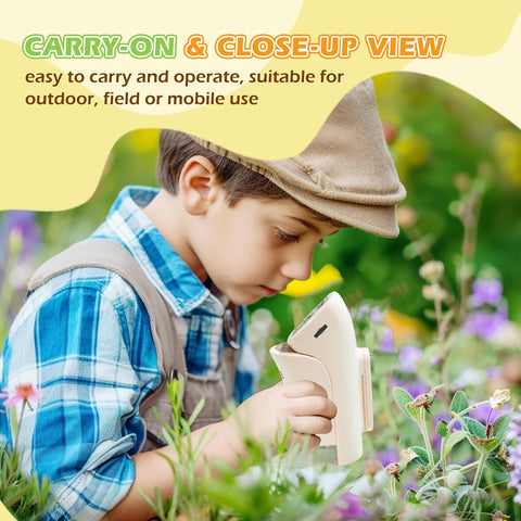 1000X Kids Microscope HD Pocket, 2.1'' LCD Screen Kids Mini Microscope (8-12 years old), Mini Science Microscope Playset, Children's Educational Gift, Includes 32 GB TF Card