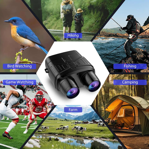4K Night Vision Binoculars with 5000mAh Rechargeable Battery, 32GB TF, 3'' HD Screen for Camping and Security, Black