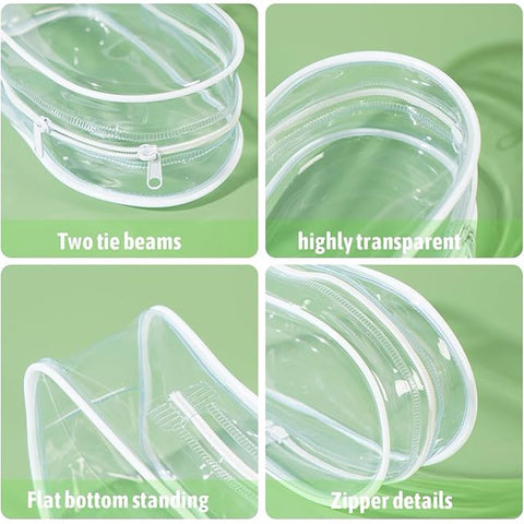 Clear Display Case for Plush Doll - Portable Storage Bag with Keychain, Water and Dust-Resistant, Protective Cover for Collectible Toys (Clear)